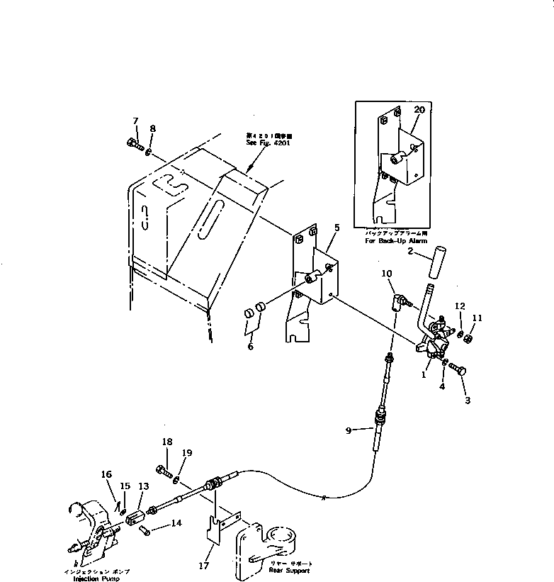 Bulldozers Komatsu / D21A-6 S/N 60001-UP(d21a-6c) / FUEL CONTROL LEVER (FOR F2-R2 TRANSMISSION)(120010 : 4003)