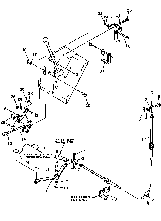 Bulldozers Komatsu / D21A-6 S/N 60001-UP(d21a-6c) / TRANSMISSION CONTROL LINKAGE (FOR F2-R2)(120040 : 4202)