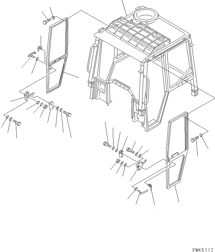 Komatsu parts book diagram for D21A-7T S/N 78604-UP (Trimming Dozer (m/c)): STEEL CAB (BODY AND DOOR) (FOR RUSSIAN)