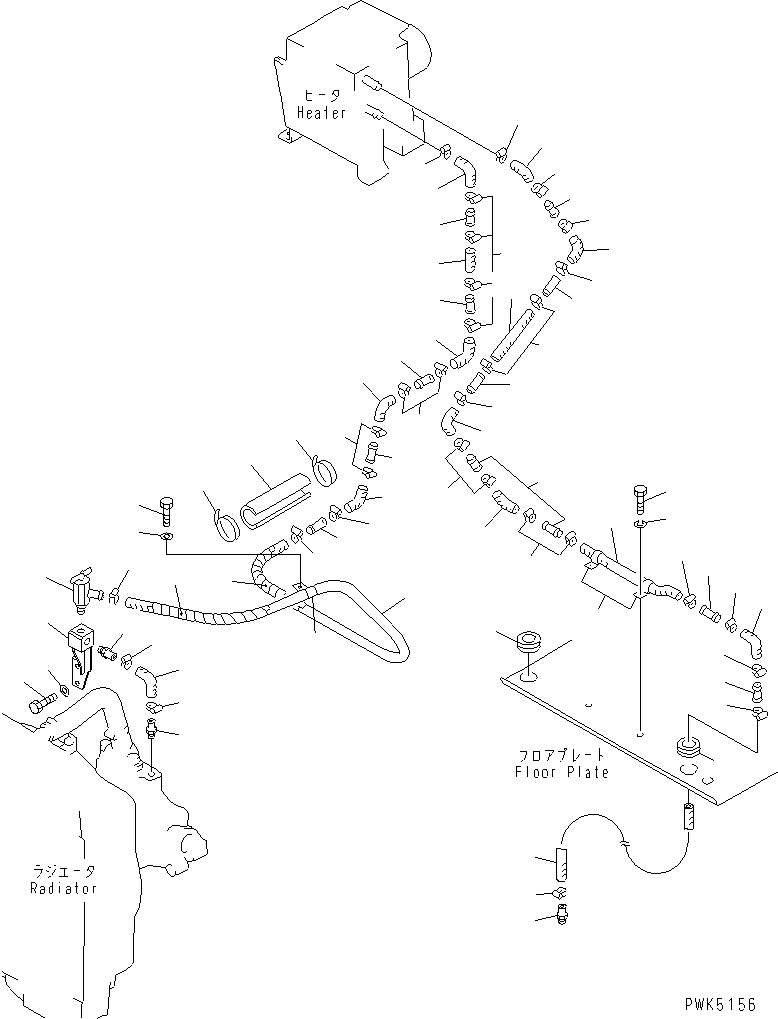Komatsu parts book diagram for D21A-7T S/N 78604-UP (Trimming Dozer (m/c)): CAR HEATER (HEATER PIPING) (FOR RUSSIAN)