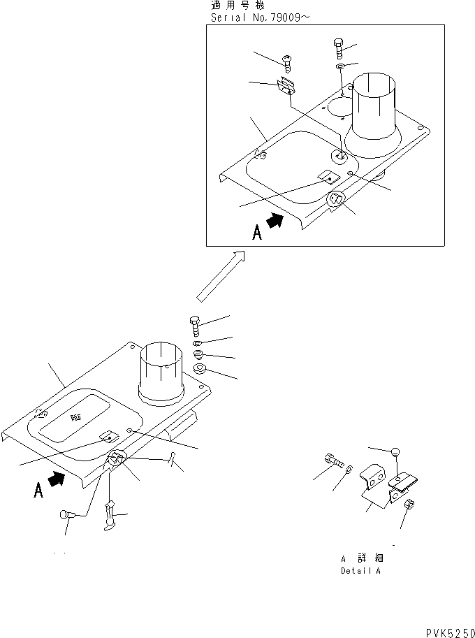 Komatsu parts book diagram for D21A-7T S/N 78604-UP (Trimming Dozer (m/c)): ENGINE HOOD (WITH PRE CLEANER AND SPARK ARRESTER)