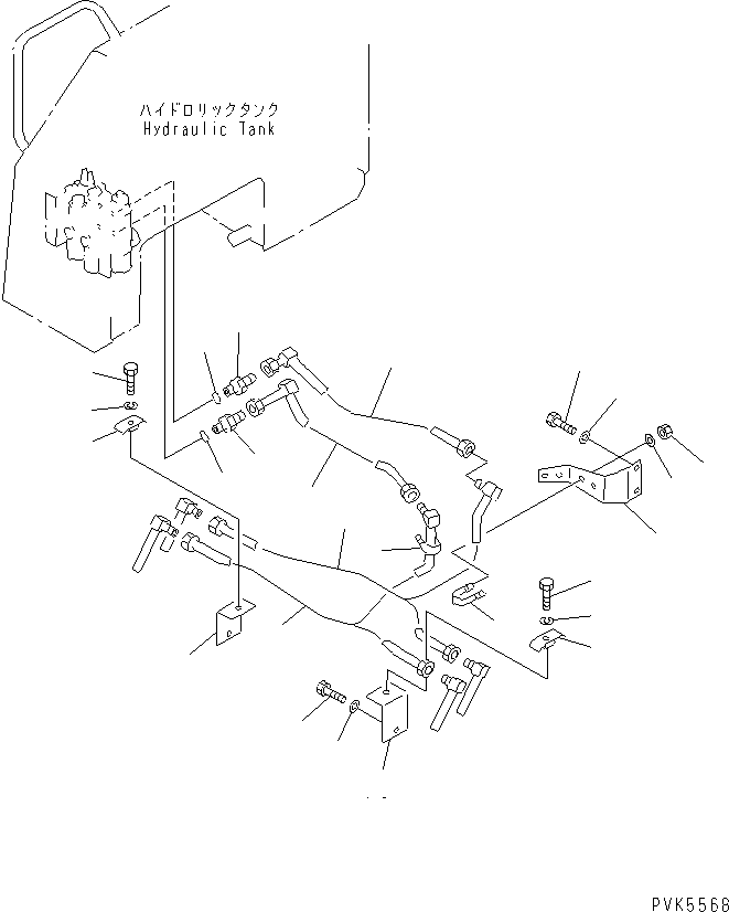 Bulldozers Komatsu / D21A-7T-M S/N 78604-UP(d21a-70r) / HYDRAULIC PIPING (TILT CYLINDER LINE) (CHASSIS SIDE)(180100 : H2220-01A1)