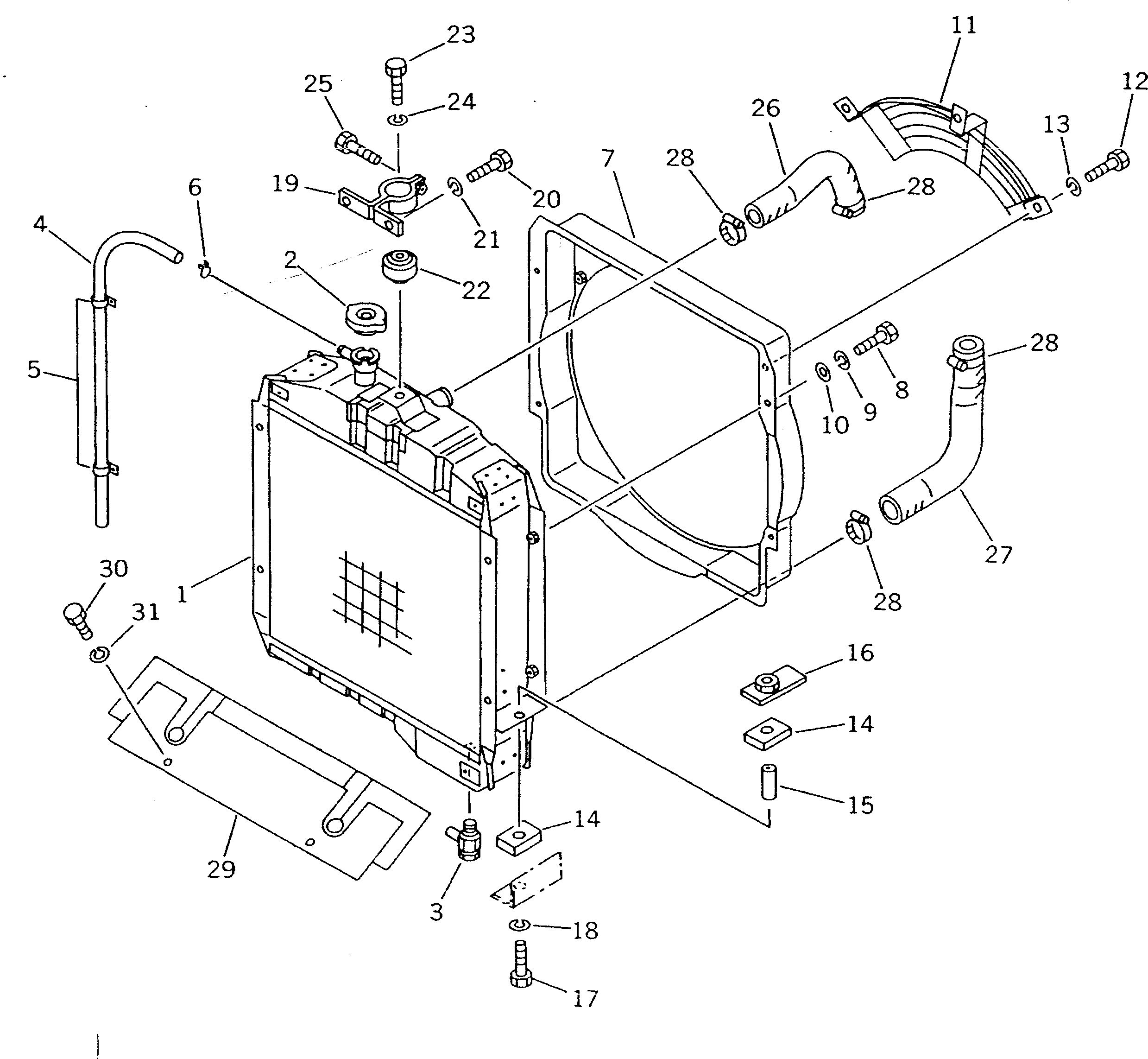 Bulldozers Komatsu / D21A-7 S/N 75001-78603(d21a-7c) / RADIATOR AND PIPING(#75001-78085)(030020 : 1201)