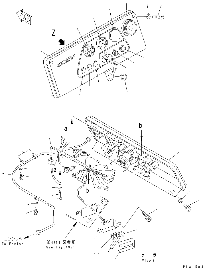 Bulldozers Komatsu / D21A-7 S/N 75001-78603(d21a-7c) / INSTRUMENT PANEL (FOR MONO LEVER STEERING) (WITH TACHOMETER)(030160 : 1415)
