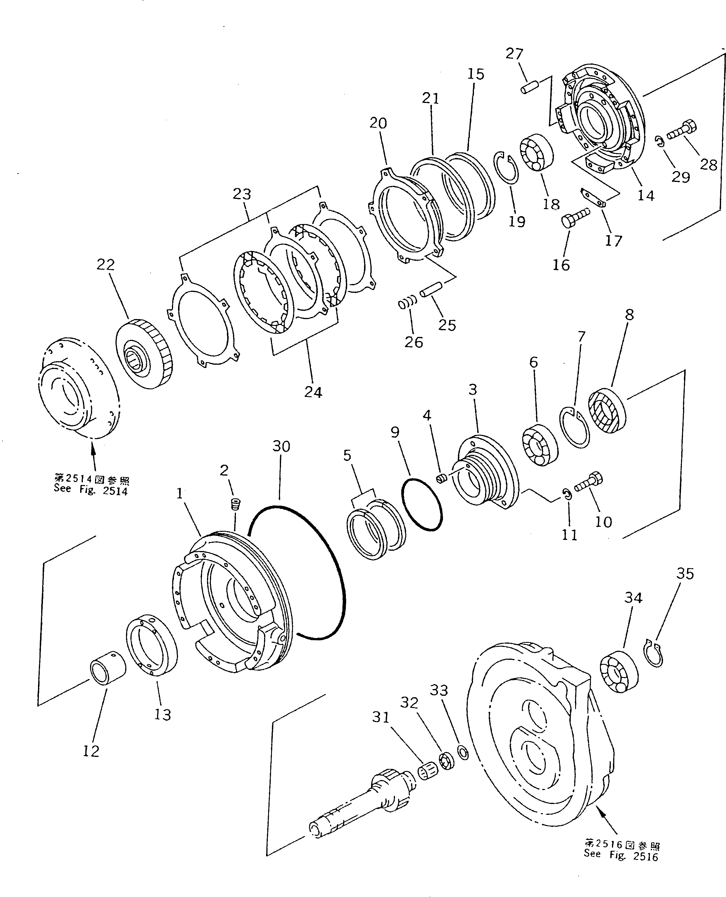 Bulldozers Komatsu / D21A-7 S/N 75001-78603(d21a-7c) / TRANSMISSION (F3-R3) (1ST HOUSING) (5/7)(060160 : 2515)