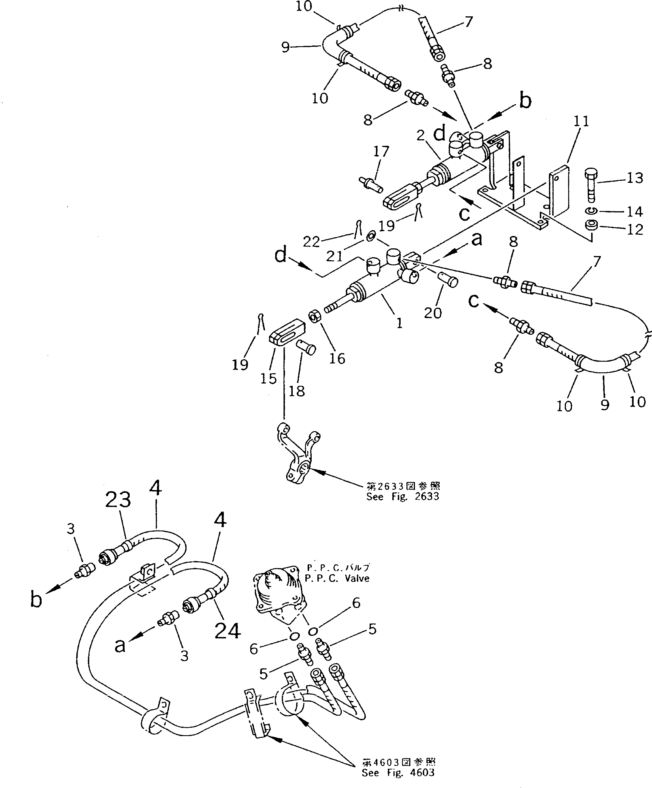 Bulldozers Komatsu / D21A-7 S/N 75001-78603(d21a-7c) / STEERING PIPING (BRAKE CYLINDER LINE) (FOR MONO LEVER STEERING)(120220 : 4604)