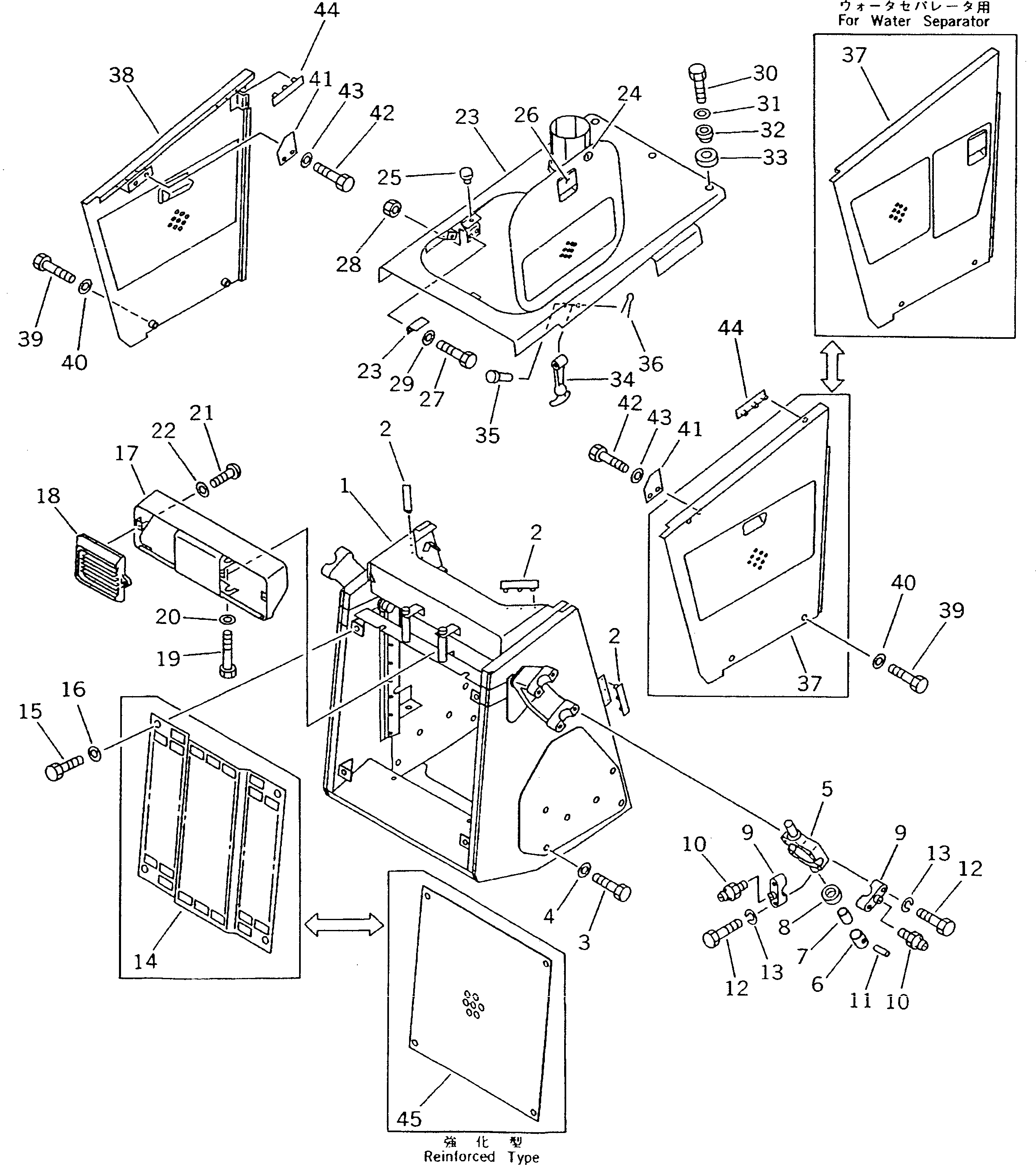 Bulldozers Komatsu / D21A-7 S/N 75001-78603(d21a-7c) / RADIATOR GUARD AND HOOD (FOR ANGLE DOZER)(150030 : 5012)