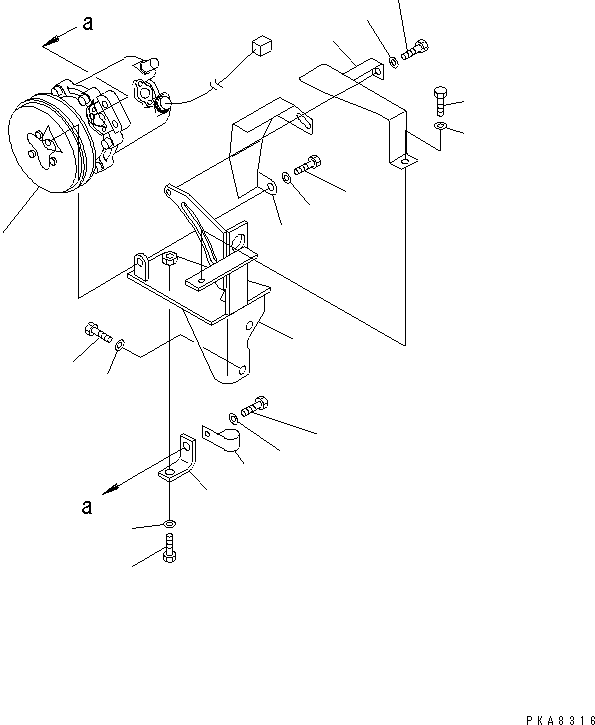 Bulldozers Komatsu / D21A-7 S/N 75001-78603(d21a-7c) / AIR CONDITIONER (AIR CONPRESSOR AND MOUNTING) (4/6)(150460 : 5804)