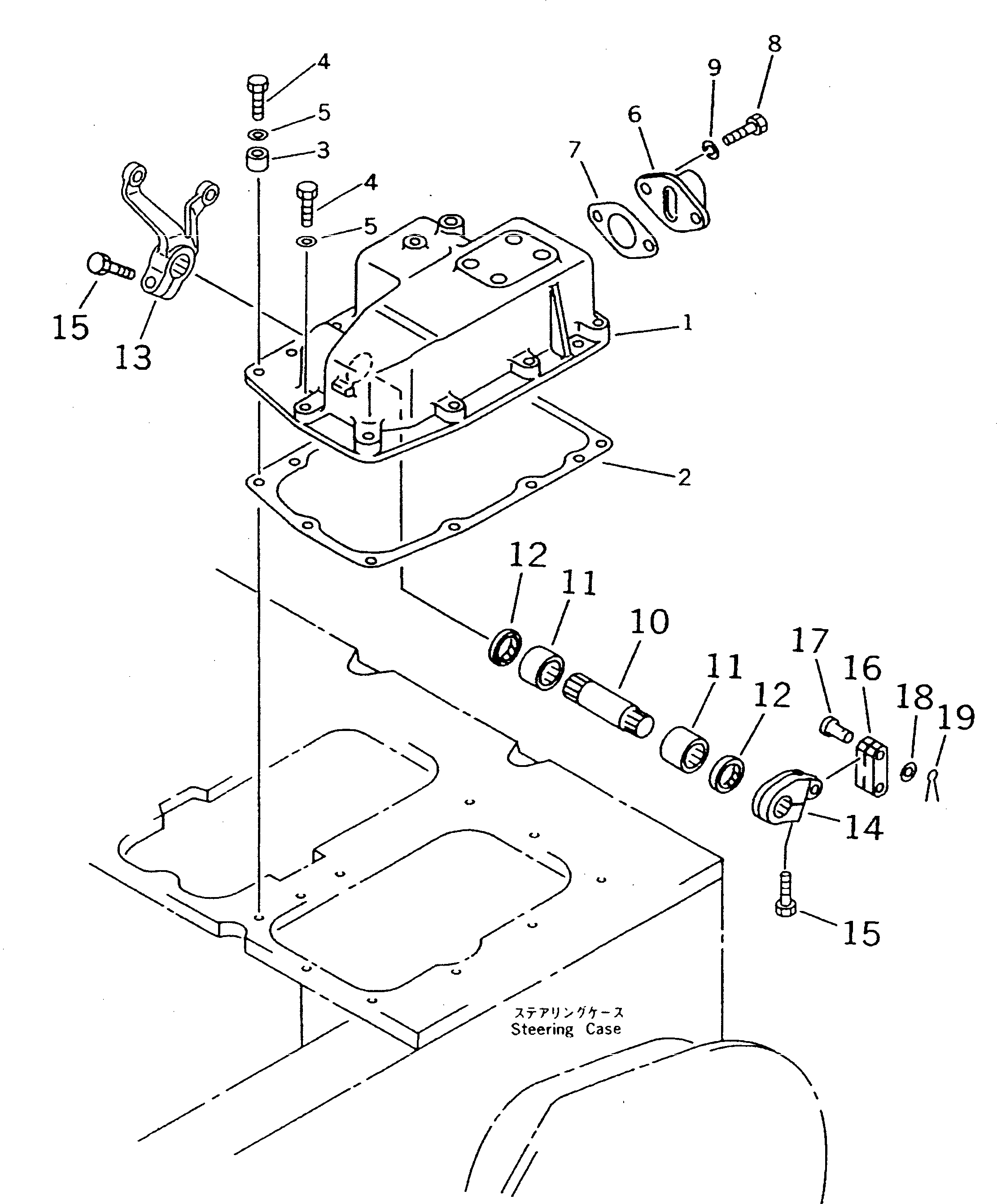 Komatsu parts book diagram for D21AG-7 S/N 75001-78603: STEERING CASE COVER (FOR TWO LEVERS STEERING)