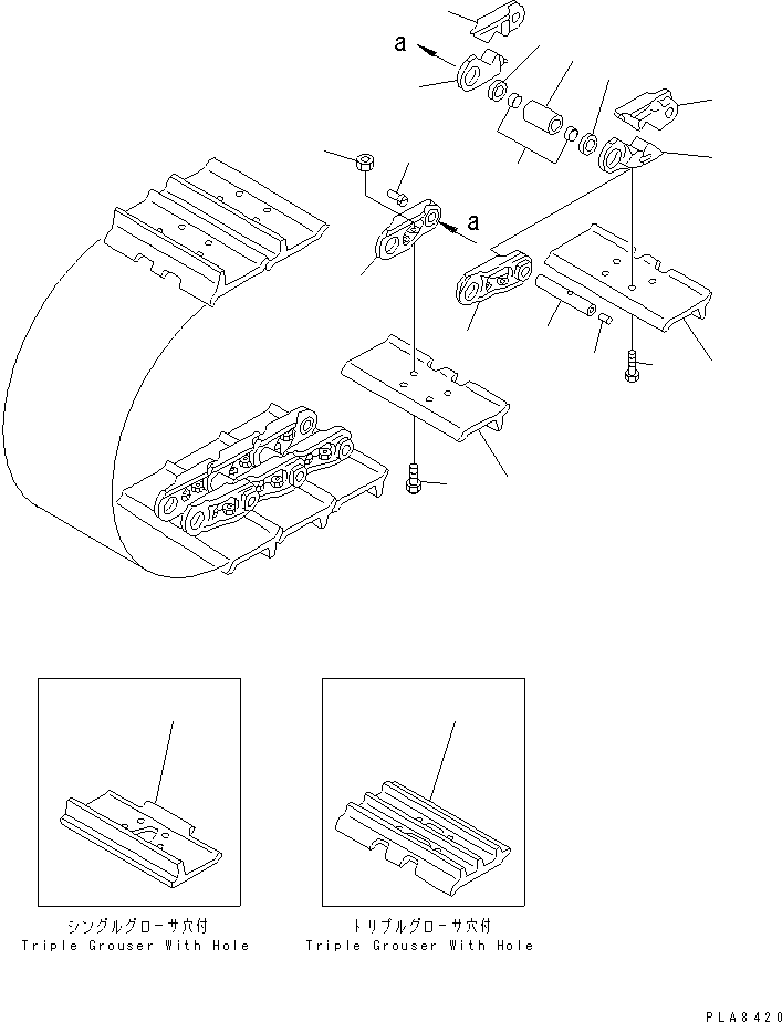 Komatsu parts book diagram for D21AG-7 S/N 75001-78603: TRACK SHOE (LUBRICATE TYPE)