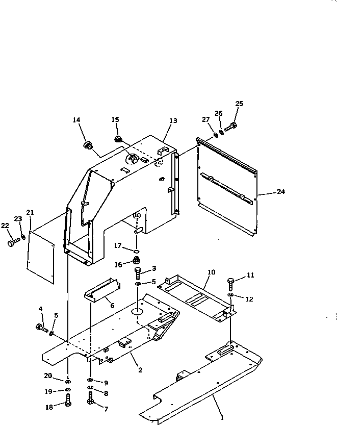 Bulldozers Komatsu / D21P-6 S/N 60001-UP(d21p-6r) / REAR COVER AND HYDRAULIC TANK (WITH ROPS CAB)(150100 : 5056)