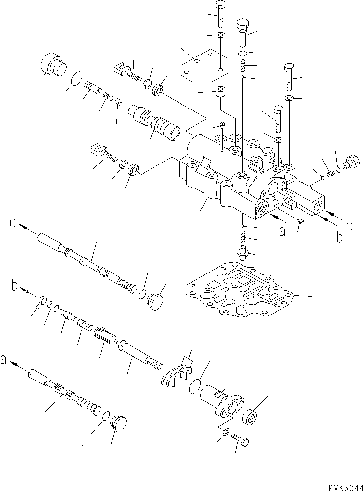 Bulldozers Komatsu / D21P-8 S/N 83001-UP(d21p-8r) / TRANSMISSION (FOR F2-R2 TRANSMISSION) (SHIFT VALVE) (FOR 2 LEVERS STEERING)(150300 : F2320-60A2)