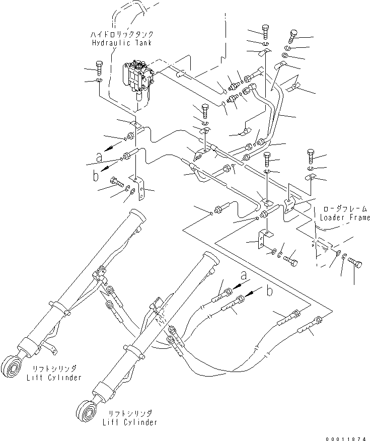 Komatsu parts book diagram for D21PL-8 S/N 63001-UP: LIFT CYLINDER LINE
