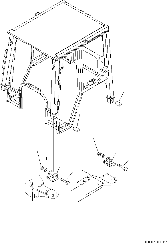 Komatsu parts book diagram for D21PL-8 S/N 63001-UP: ROPS CAB (MOUNT CUSHION)