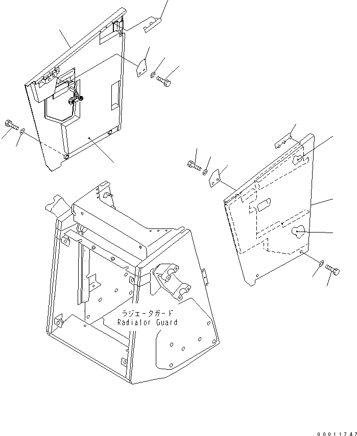 Komatsu parts book diagram for D21PL-8 S/N 63001-UP: ENGINE SIDE COVER (FOR JAPAN DYNAMIC NOISE)