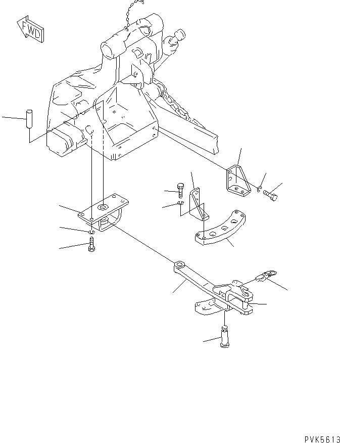 Komatsu parts book diagram for D21PL-8 S/N 63001-UP: SWING DRAWBER (FOR 3-POINT HITCH)