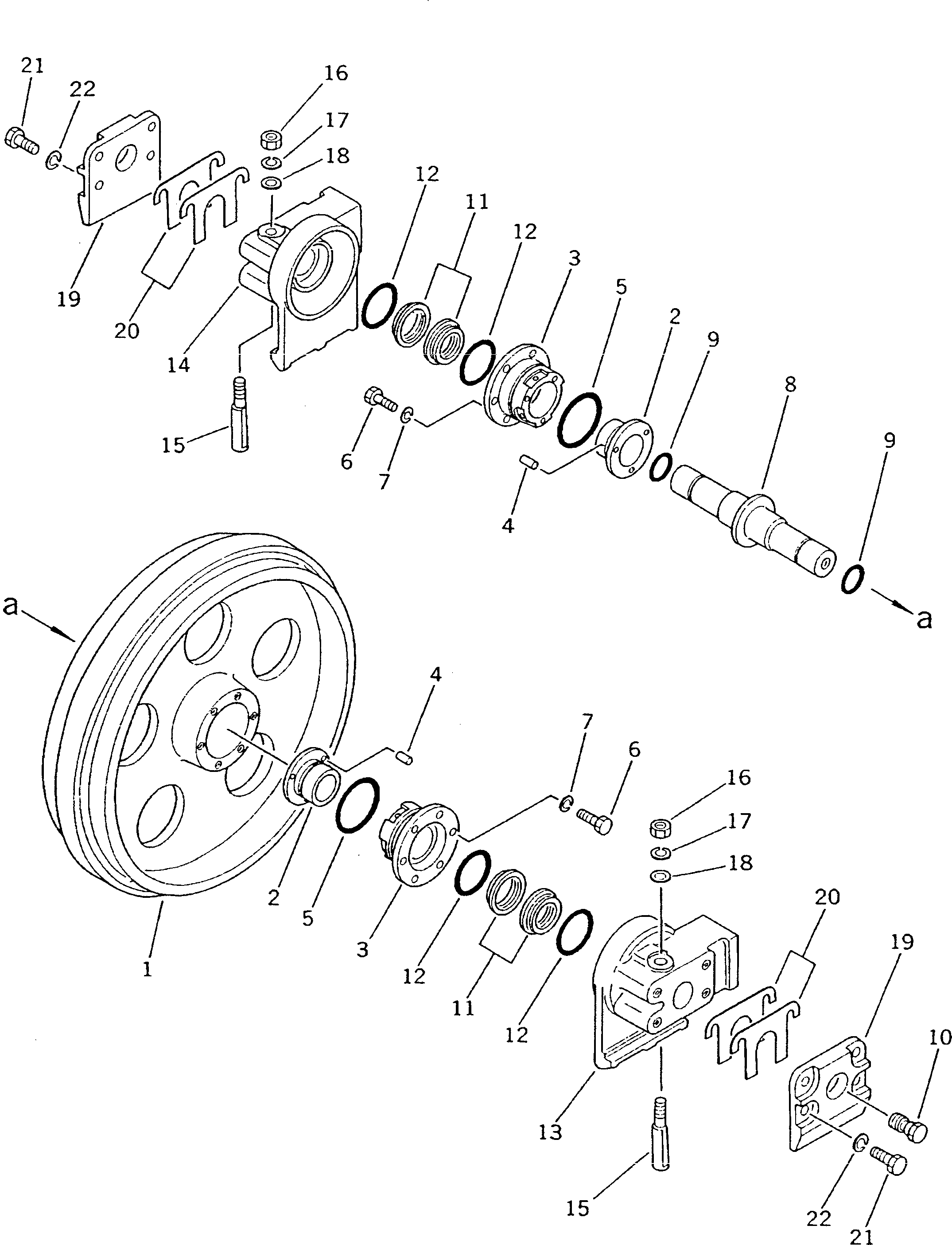 Crawler Loaders Komatsu / D21QG-7 S/N 61001-61131(d21qg-7c) / FRONT IDLER (RUBBER SHOE SPEC.)(#61001-61075)(090050 : 3102)