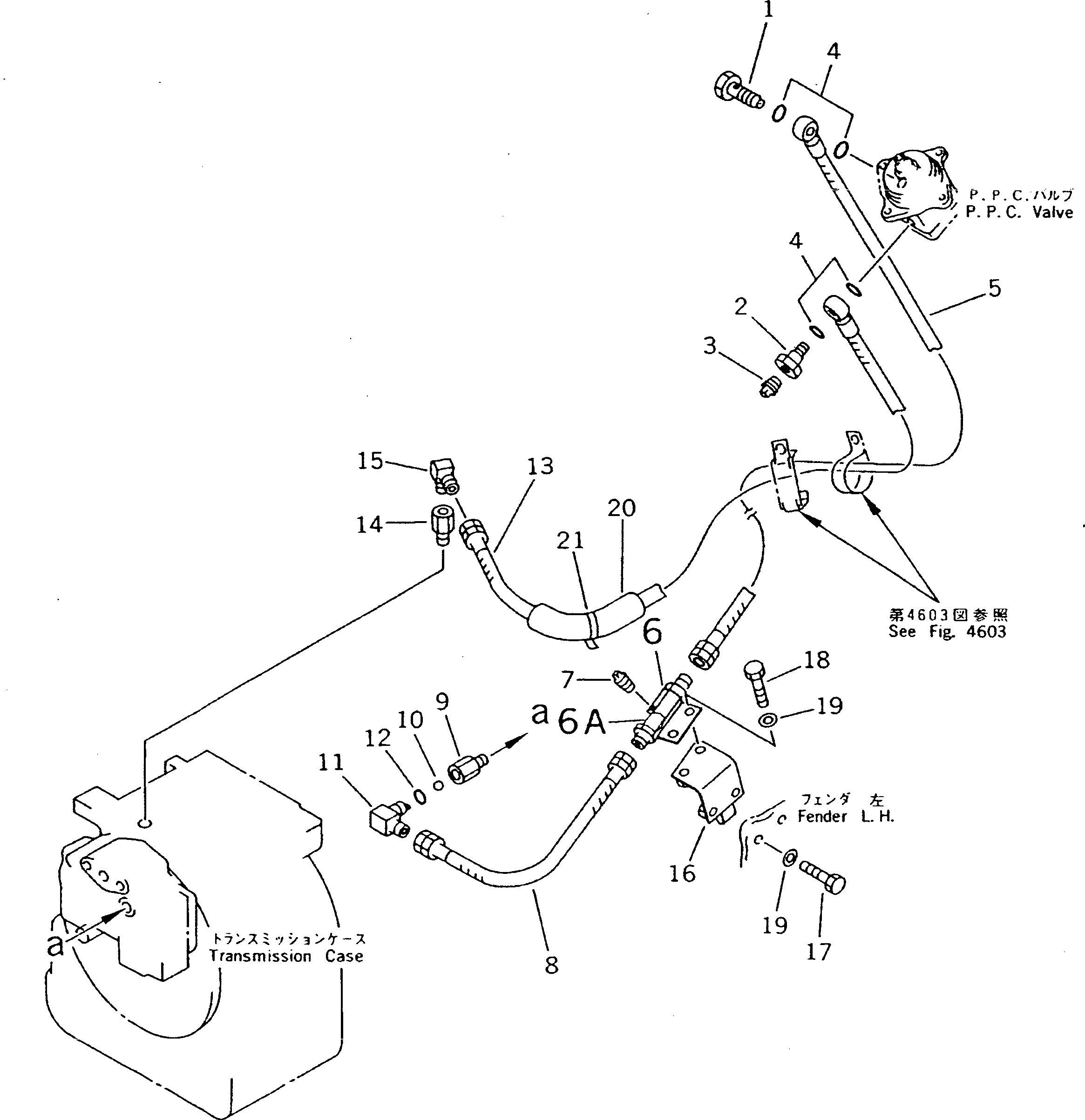 Crawler Loaders Komatsu / D21QG-7 S/N 61001-61131(d21qg-7c) / STEERING PIPING (TRANSMISSION LINE) (1/3)(120170 : 4602)