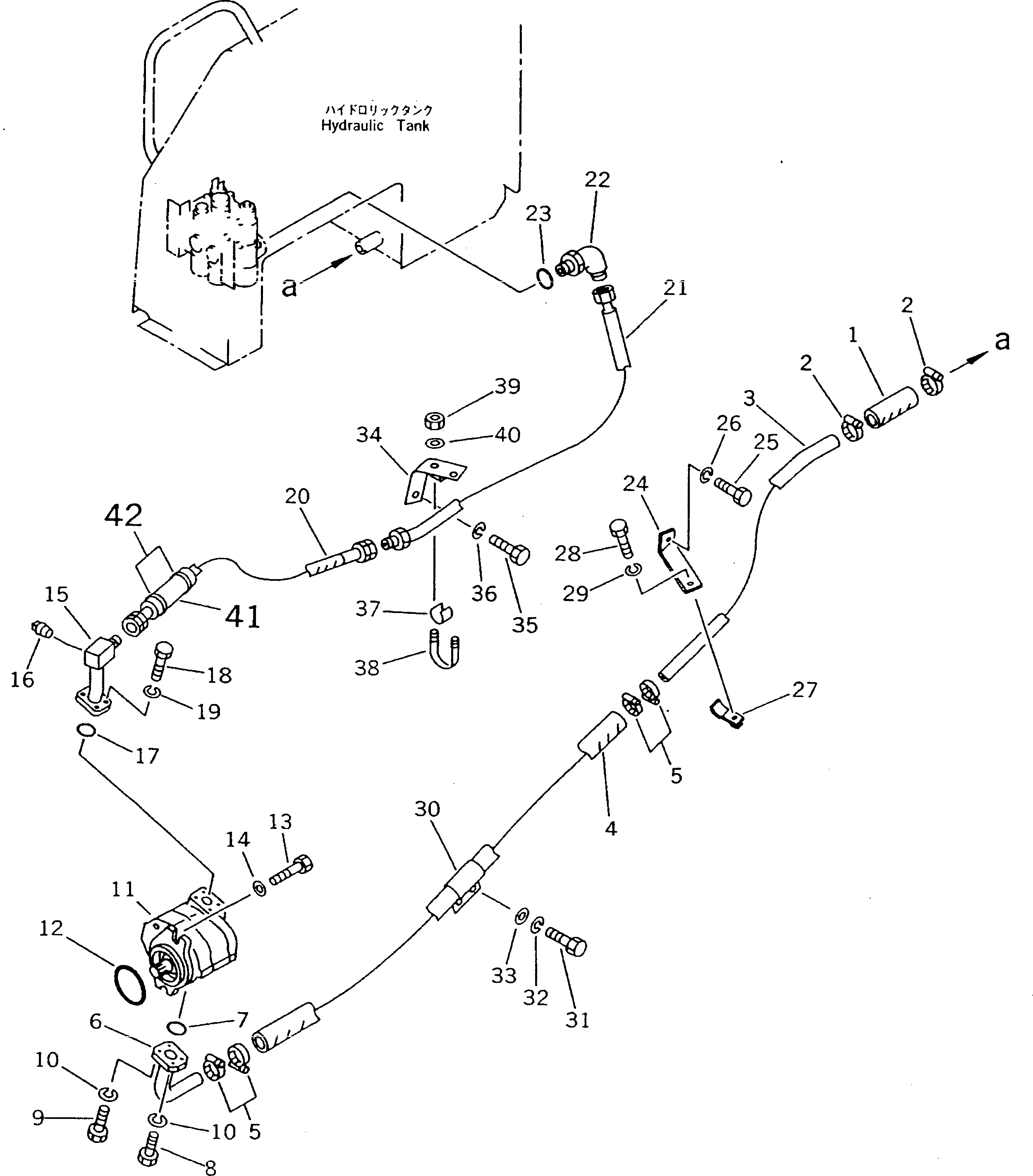 Crawler Loaders Komatsu / D21QG-7 S/N 61001-61131(d21qg-7c) / HYDRAULIC PIPING (TANK TO PUMP TO VALVE)(180100 : 6501)