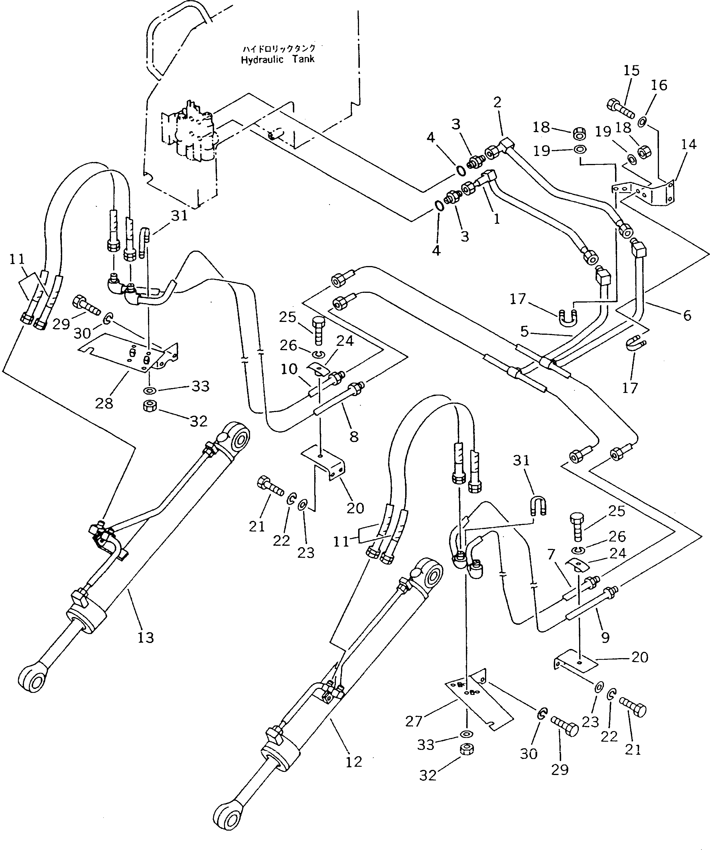 Crawler Loaders Komatsu / D21QG-7 S/N 61001-61131(d21qg-7c) / HYDRAULIC PIPING (DUMP CYLINDER LINE) (CHASSIS SIDE)(180130 : 6554) Crawler Loaders Komatsu / D21QG-7 S/N 61001-61131(d21qg-7c) / HYDRAULIC PIPING (DUMP CYLINDER LINE) (CHASSIS SIDE)(180130 : 6554)