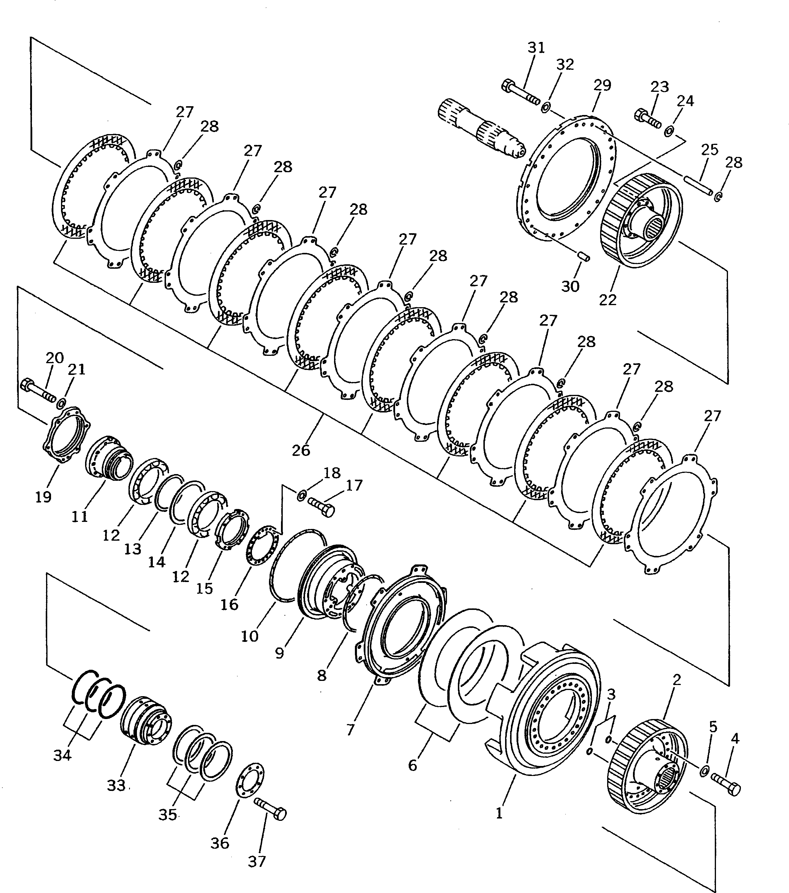Komatsu parts book diagram for D275A-2 S/N 10001-UP (-50cent. Spec.): STEERING CLUTCH AND BRAKE (2/2) (COLD WEATHER (B) SPEC.)