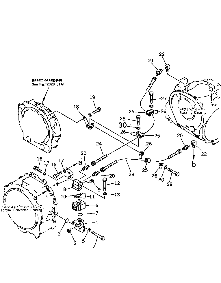 Komatsu parts book diagram for D275A-2 S/N 10001-UP (-50cent. Spec.): TORQUE CONVERTER VALVE PIPING