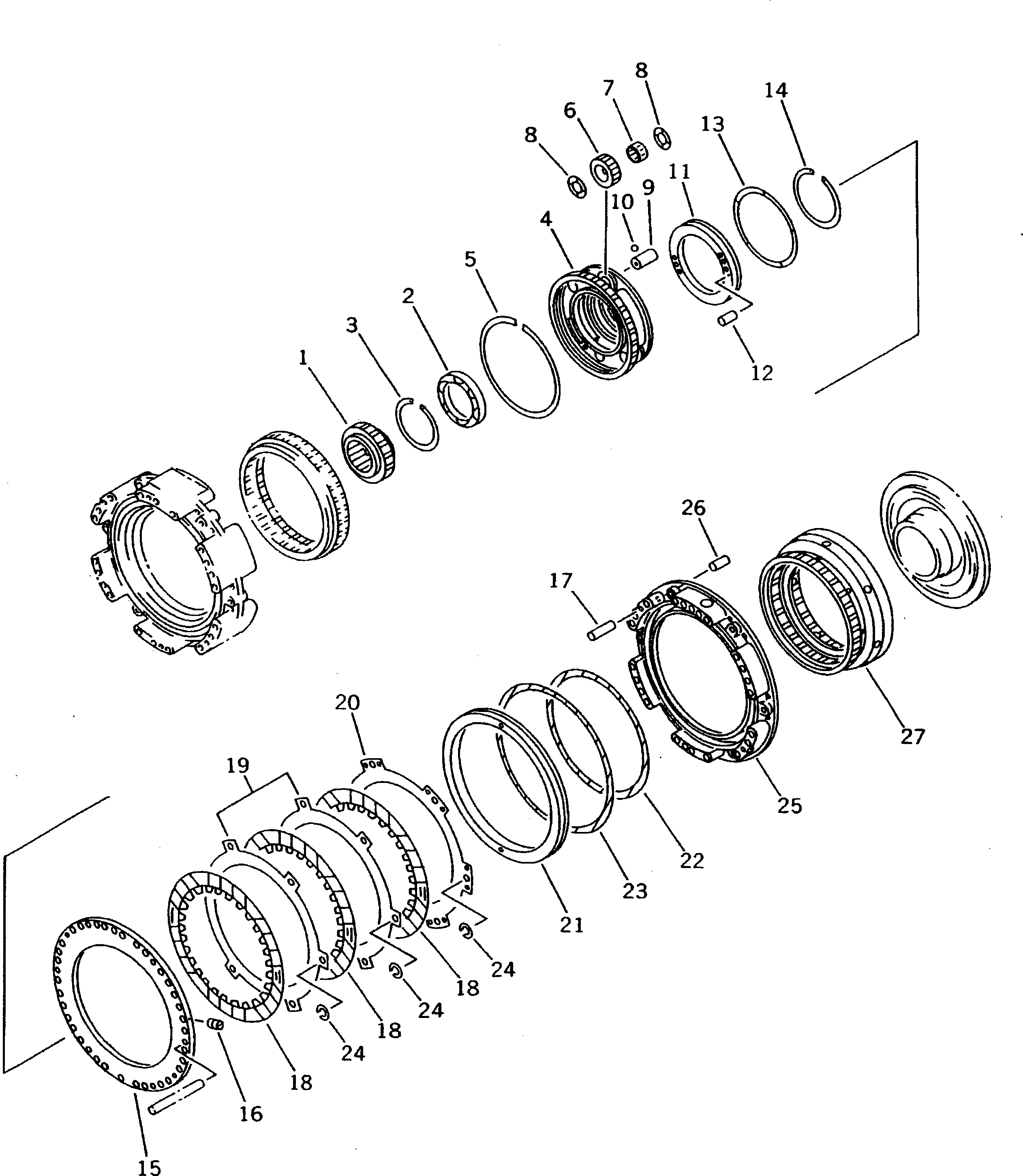 Komatsu parts book diagram for D275A-2 S/N 10001-UP (-50cent. Spec.): TRANSMISSION (4/5) 2ND CLUTCH (COLD WEATHER (B) SPEC.)