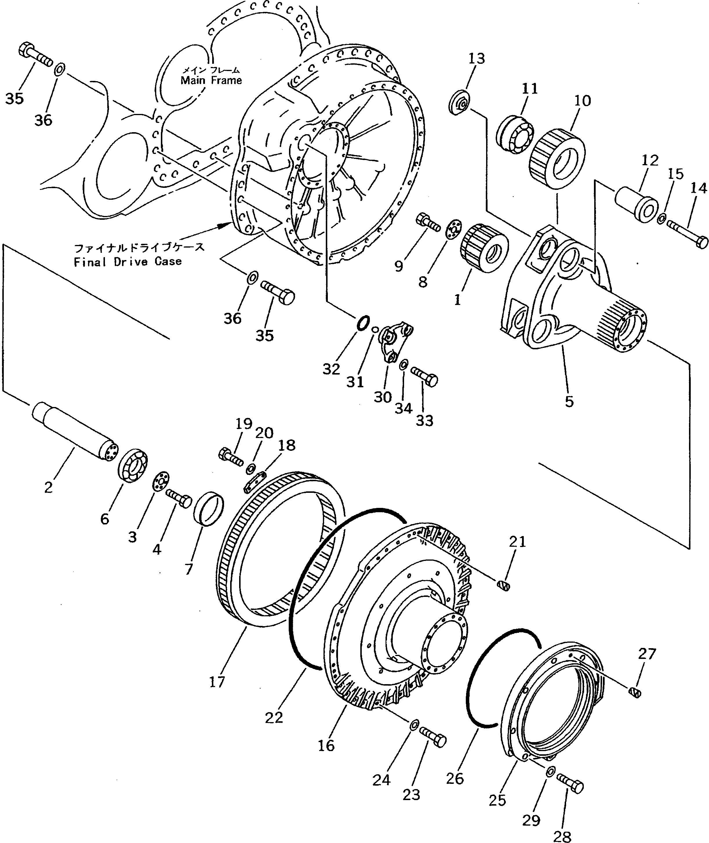 Komatsu parts book diagram for D275A-2 S/N 10001-UP (-50cent. Spec.): FINAL DRIVE (3/4) (COLD WEATHER (B) SPEC.)