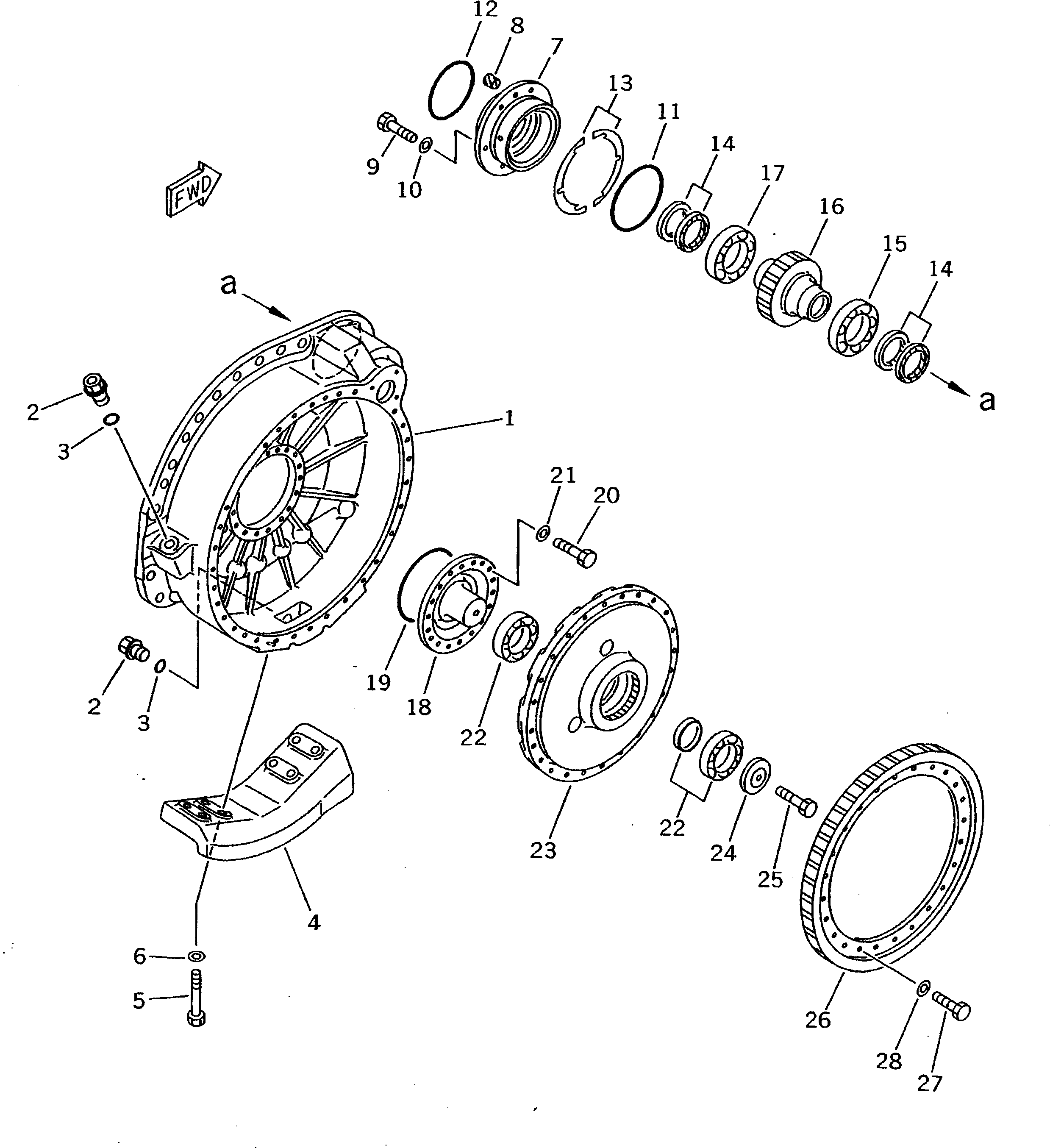 Komatsu parts book diagram for D275A-2 S/N 10001-UP (-50cent. Spec.): FINAL DRIVE (4/4) R.H. (COLD WEATHER (B) SPEC.)