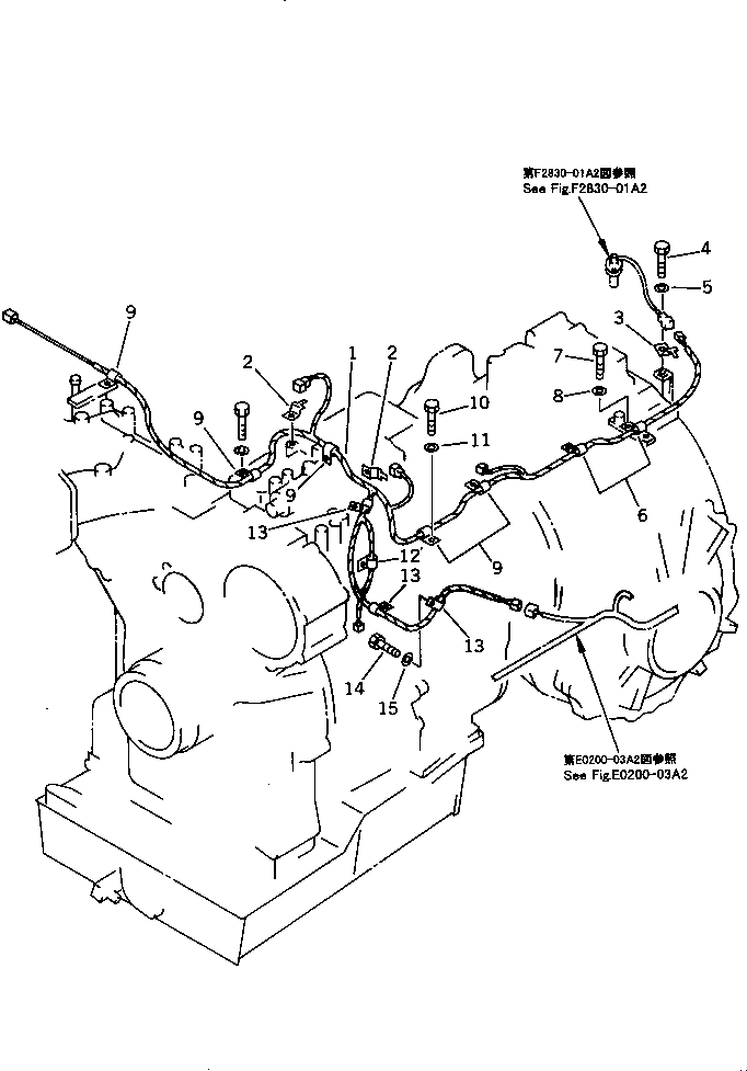 Komatsu parts book diagram for D275A-2 S/N 10001-UP (-50cent. Spec.): WIRING ? POWER LINE (COLD WEATHER (B) SPEC.)