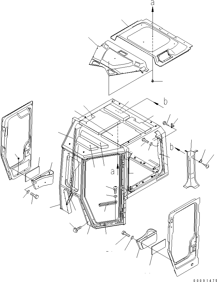Bulldozers Komatsu / D275A-5 S/N 25001-UP(d275a-5c) / CAB (ROOF LINING AND GARNISH) (WITHOUT RADIO)(#26018-)(240210 : K0210-10A0A)