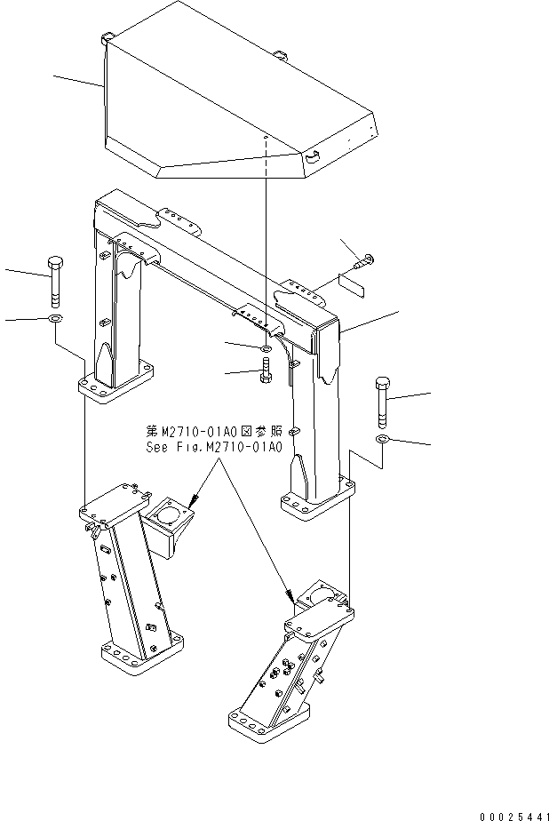 Bulldozers Komatsu / D275A-5 S/N 25001-UP(d275a-5c) / ROPS GUARD (WITH BACK MIRROR)(240330 : K0410-01A2)