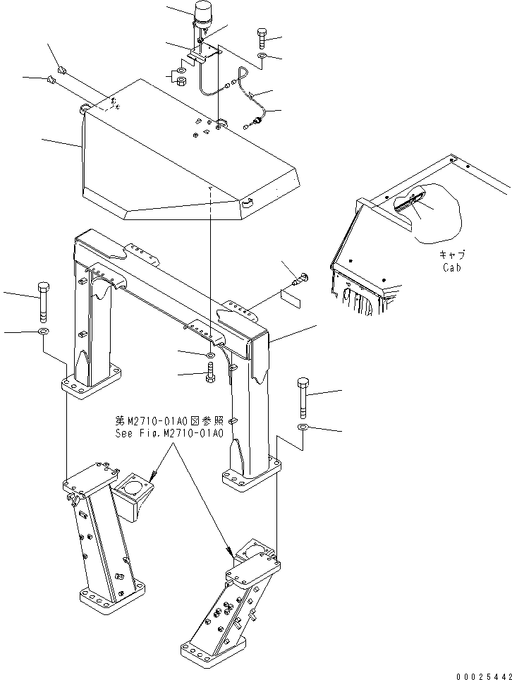 Bulldozers Komatsu / D275A-5 S/N 25001-UP(d275a-5c) / ROPS GUARD (WITH BEACON AND BACK MIRROR)(240340 : K0410-01A3)
