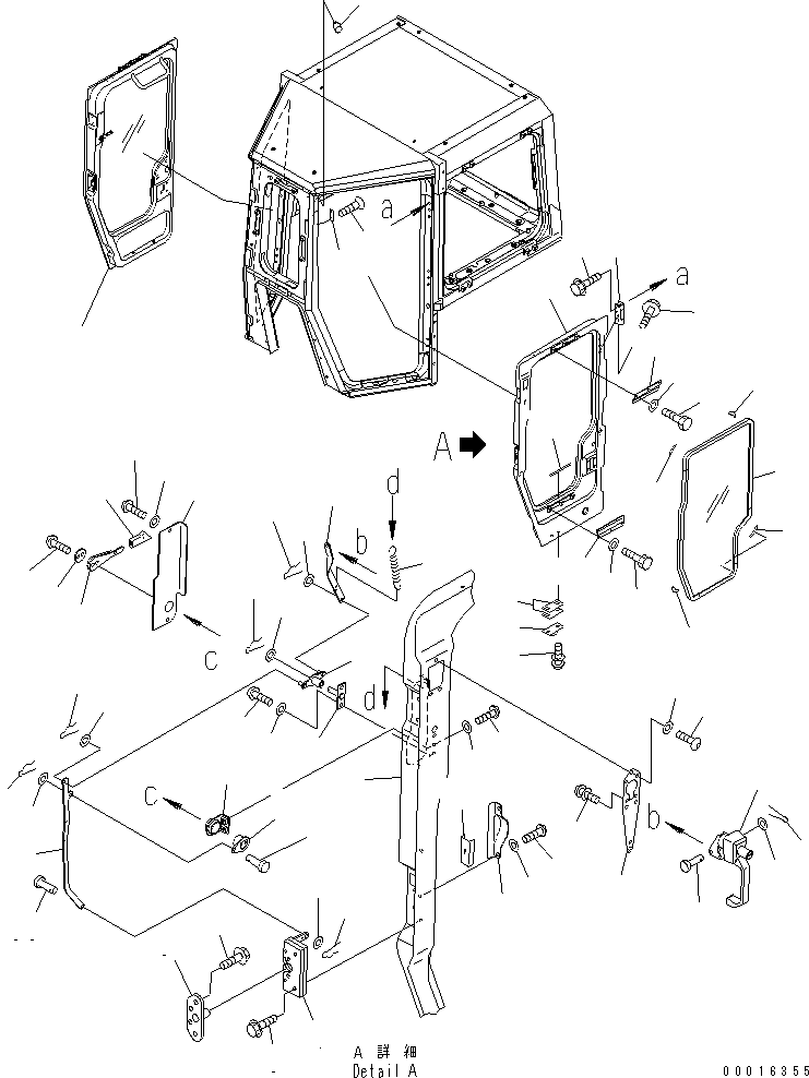 Bulldozers Komatsu / D275AX-5 S/N 20001-UP(d275ax-c) / CAB (DOOR AND LOCK) (1/2) (HIGH STRENGTH 40PSI GLASS)(240140 : K0210-02A5)