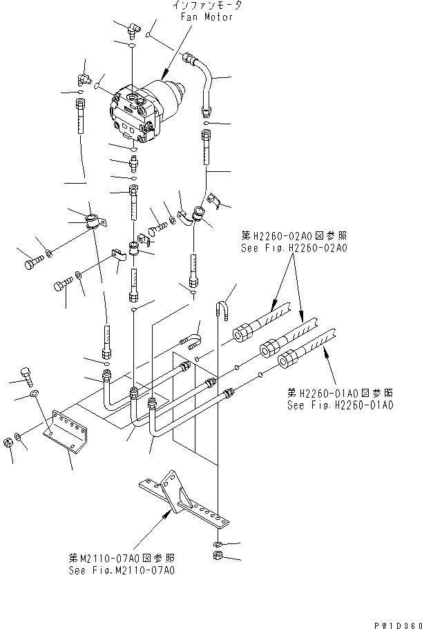 Bulldozers Komatsu / D275AX-5 S/N 20001-UP(d275ax-c) / FAN MOTOR LINE(270130 : M2110-08A0)