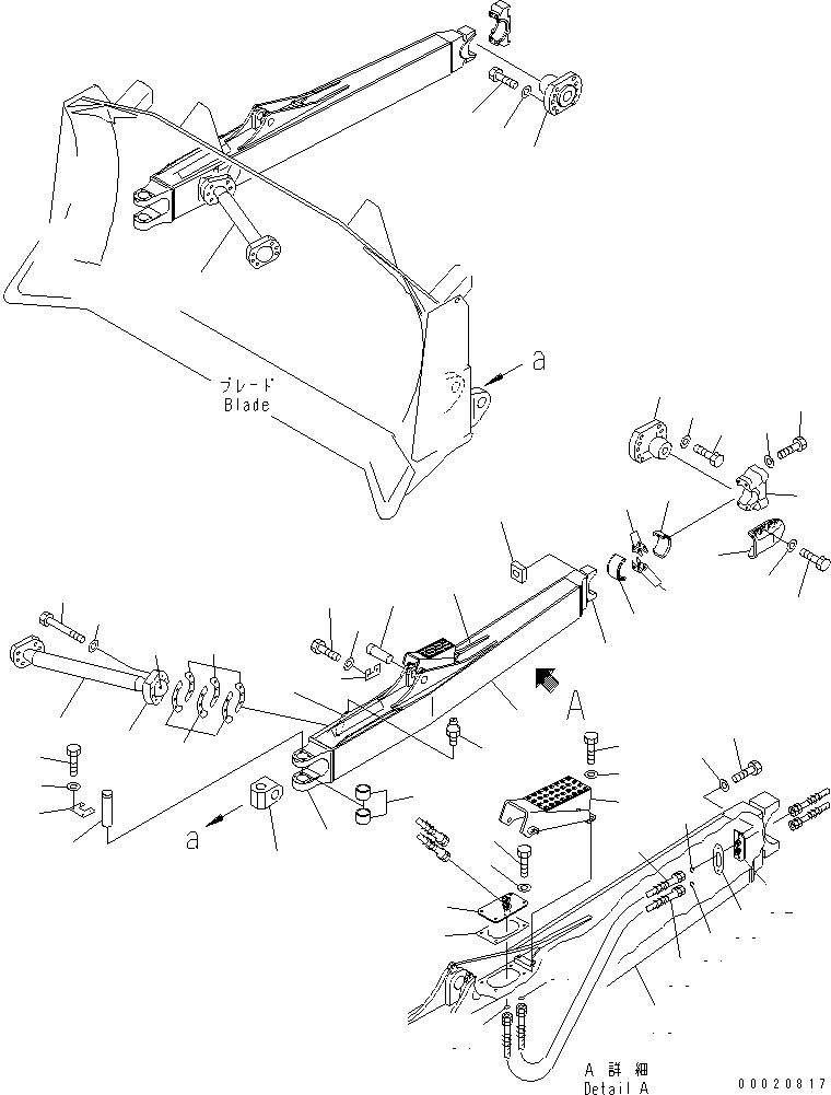 Bulldozers Komatsu / D275AX-5 S/N 20001-UP(d275ax-c) / STRAIGHT TILT FRAME AND PIPING (FOR DUAL TILT PITCH DOZER) (WITH BUSHING)(330040 : T2110-01A3)