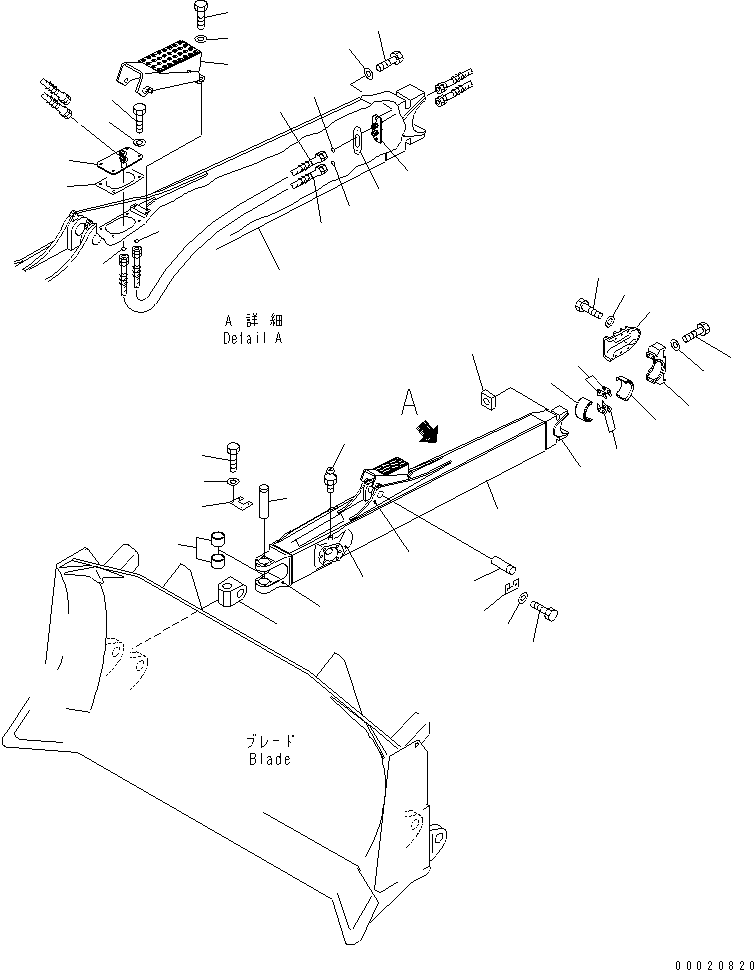 Bulldozers Komatsu / D275AX-5 S/N 20001-UP(d275ax-c) / STRAIGHT TILT FRAME AND PIPINIG (R.H.) (WITH BUSHING)(330080 : T2110-02A2)