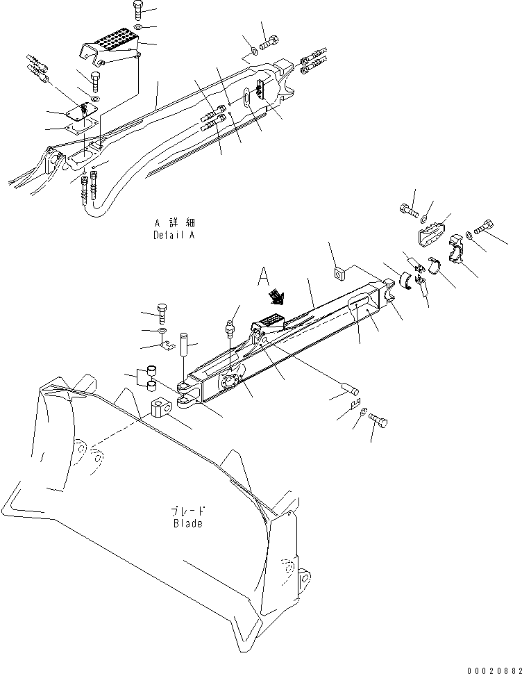 Bulldozers Komatsu / D275AX-5 S/N 20001-UP(d275ax-c) / STRAIGHT TILT FRAME AND PIPINIG (R.H.) (WITH BUSHING) (REINFORCED TYPE)(330100 : T2110-02A5)