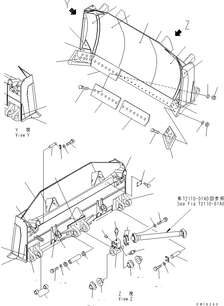 Bulldozers Komatsu / D275AX-5 S/N 20001-UP(d275ax-c) / TILT SEMI-U BLADE (WITH BUSHING) (REINFORCED TYPE)(330140 : T2120-01A3)