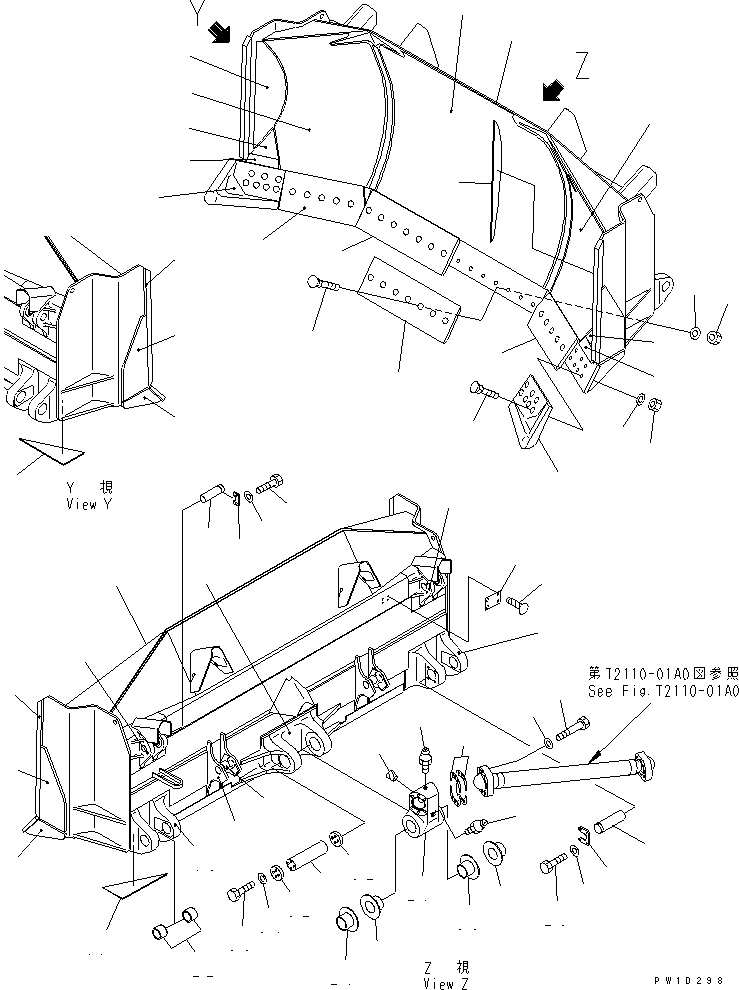 Bulldozers Komatsu / D275AX-5 S/N 20001-UP(d275ax-c) / TILT FULL-U BLADE (WITH BUSHING) (REINFORCED TYPE)(330180 : T2120-01A7)