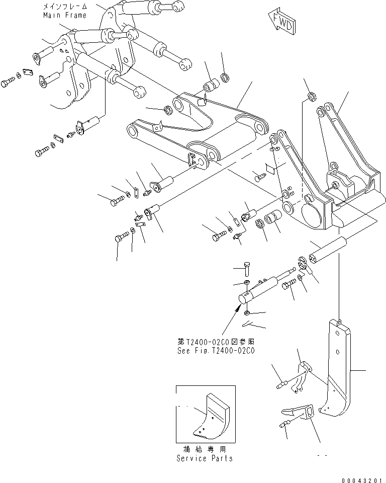 Bulldozers Komatsu / D275AX-5 S/N 20001-UP(d275ax-c) / RIPPER BEAM AND ARM (FOR GIANT RIPPER) (WITH PUSHER BLOCK)(330290 : T2400-01A0)