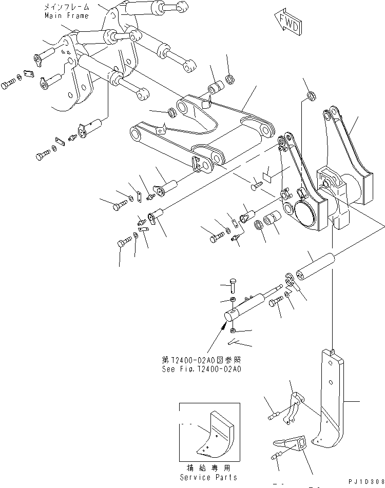 Bulldozers Komatsu / D275AX-5 S/N 20001-UP(d275ax-c) / RIPPER BEAM AND ARM (GIANT RIPPER) (WITHOUT PUSHER BLOCK)(330300 : T2400-01A1)