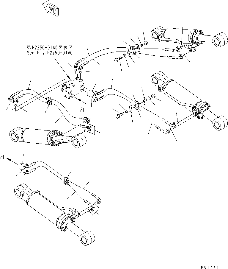 Bulldozers Komatsu / D275AX-5 S/N 20001-UP(d275ax-c) / RIPPER PIPING(330360 : T2460-01A0)