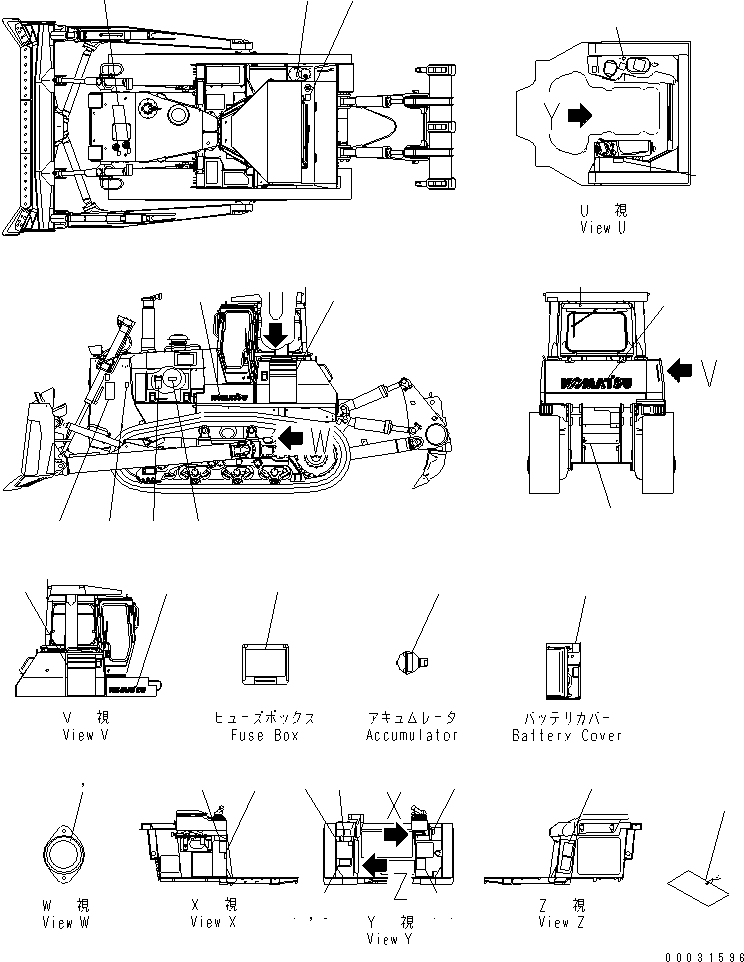 Bulldozers Komatsu / D275AX-5 S/N 20001-UP(d275ax-c) / MARKS AND PLATES (SPANISH) (FOR SOUTH AMERICA) (PICTORIAL) (CAB LESS)(360510 : U0100-01F3)