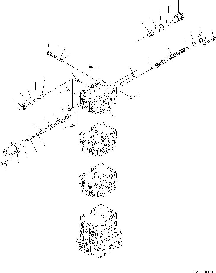 Bulldozers Komatsu / D275AX-5 S/N 20001-UP(d275ax-c) / CONTROL VALVE (5-SPOOL) (8/11)(450610 : Y1665-08A0)