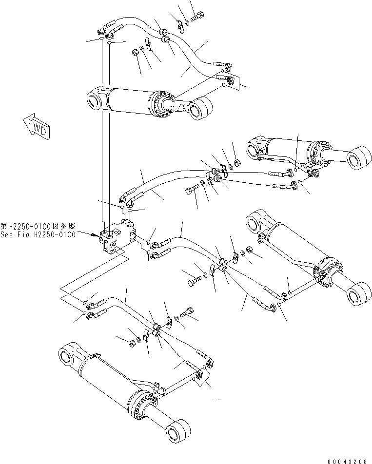 Bulldozers Komatsu / D275AX-5E0 S/N 30001-30209 (ecot3)(d275ax0c) / RIPPER CYLINDER PIPING(#30001-)(330600 : T2460-01C0)
