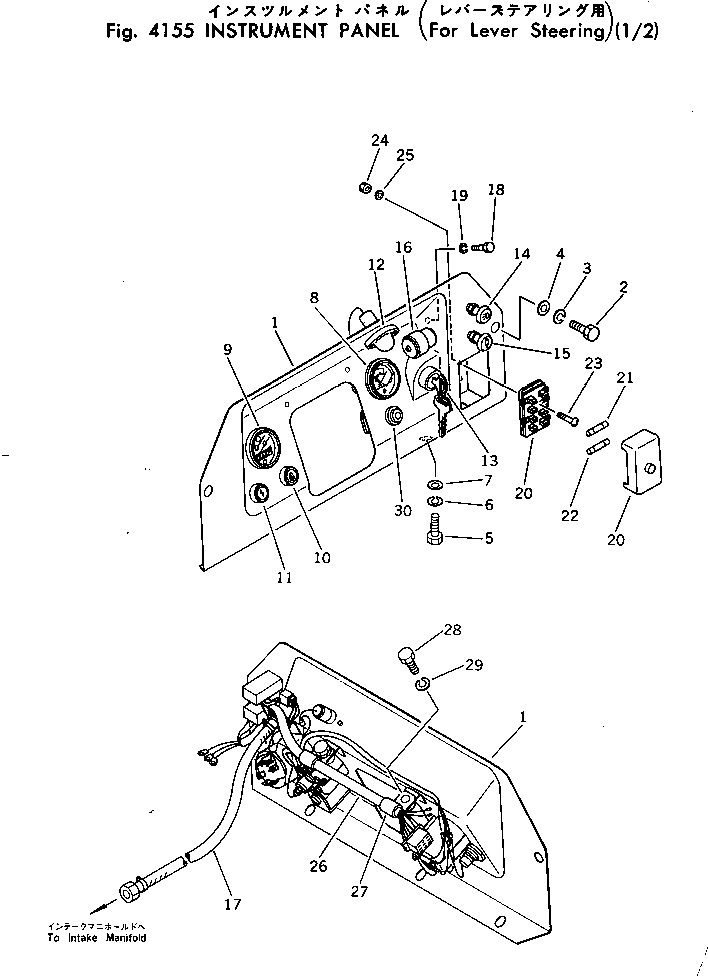 Komatsu parts book diagram for D31A-17 S/N 32001-UP: INSTRUMENT PANEL (FOR LEVER STEERING)