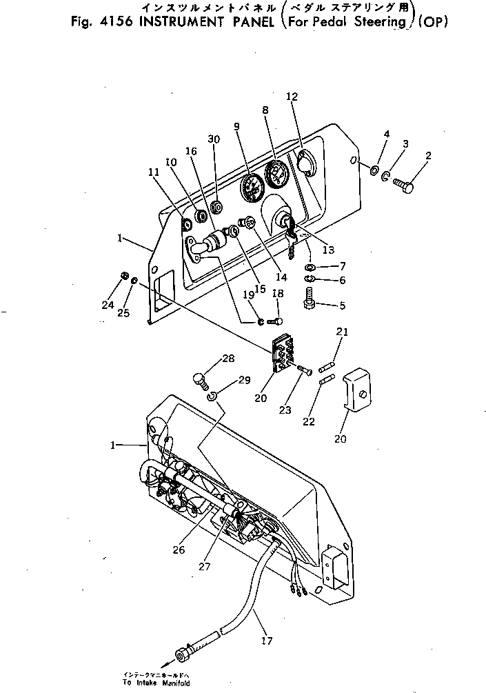 Komatsu parts book diagram for D31A-17 S/N 32001-UP: INSTRUMENT PANEL (FOR PEDAL STEERING)