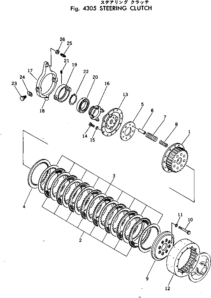 Komatsu parts book diagram for D31A-17 S/N 32001-UP: STEERING CLUTCH