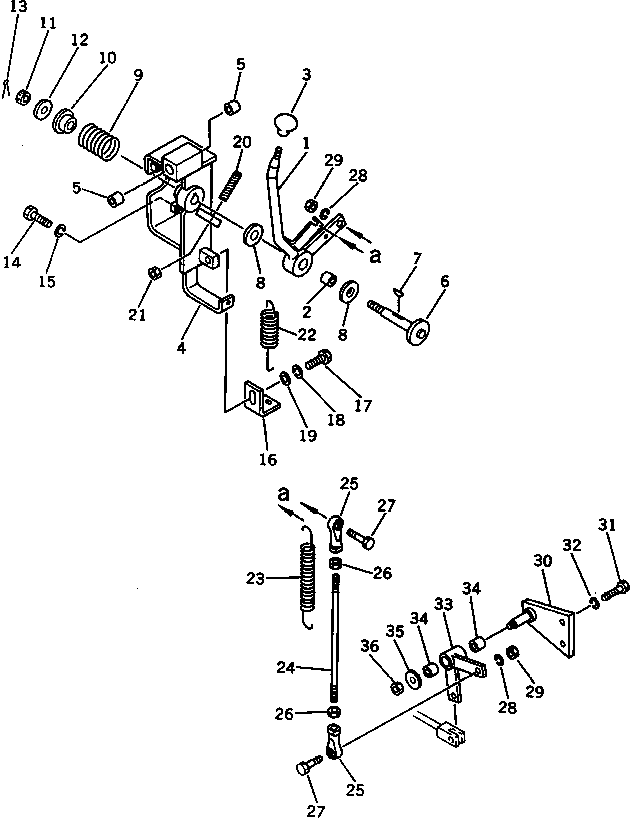 Bulldozers Komatsu / D31E-17 S/N 32001-UP(d31e-17c) / FUEL CONTROL LEVER (1/2)(030020 : 1101)